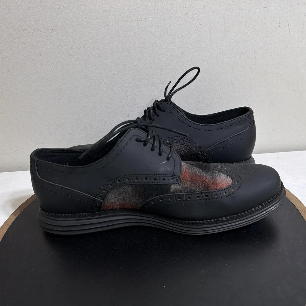 Cole Haan Grand.OS Shoes Mens Size 10 M Black Leather Brogue Dress Oxford C28862